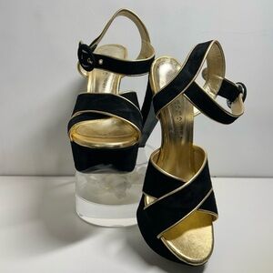 Barbara Bui Elegant Black and Gold Platforms